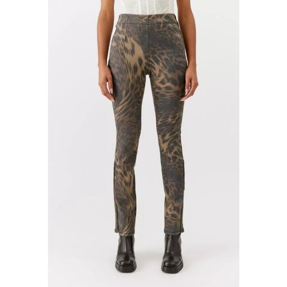 Urban Outfitters BDG High Rise Skinny Pants Leopard Print Zip Hem Women 26 NWT - Picture 1 of 16